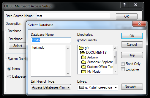 Screenshot: Connecting to SQL Server