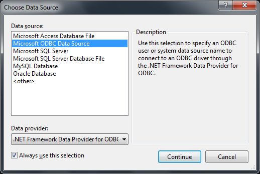 Screenshot: Connecting to SQL Server