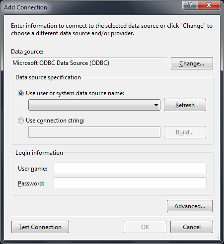 Screenshot: Connecting to SQL Server