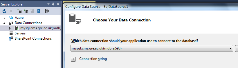 Screenshot: Connecting to SQL Server