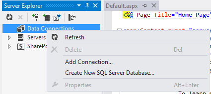 Screenshot: Connecting to SQL Server