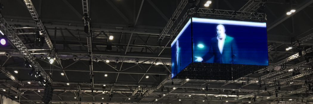 Ceiling display screens at BETT2016