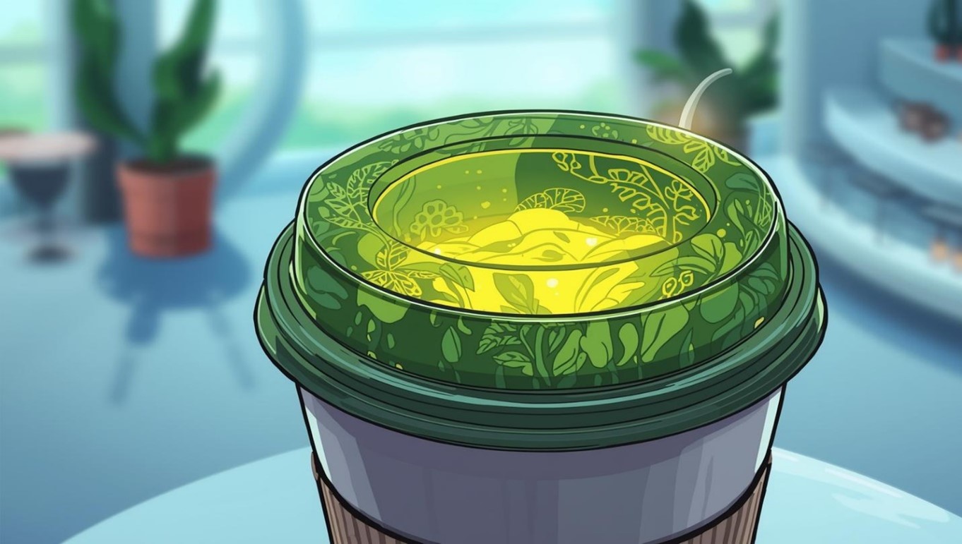 Image of seaweed coffee cup lid